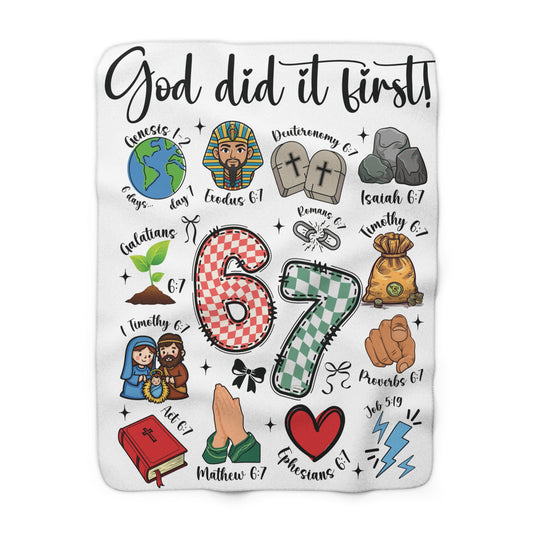 God did it first 67 fleece sherpa blanker